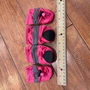 Reflective waterproof booties for a small pet.  Size:  extra Small.  Color: Pink